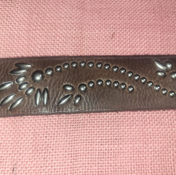 Bed/Stu Silvertone Leather Western Belt